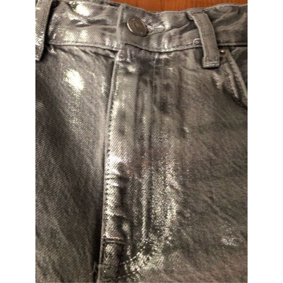 Zara Jeans Womens Size 2 Gray Silver Metallic Denim High Rise - Picture 4 of 11